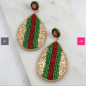 Caroline Hill Saint Mary Beaded Striped Earring Gold
